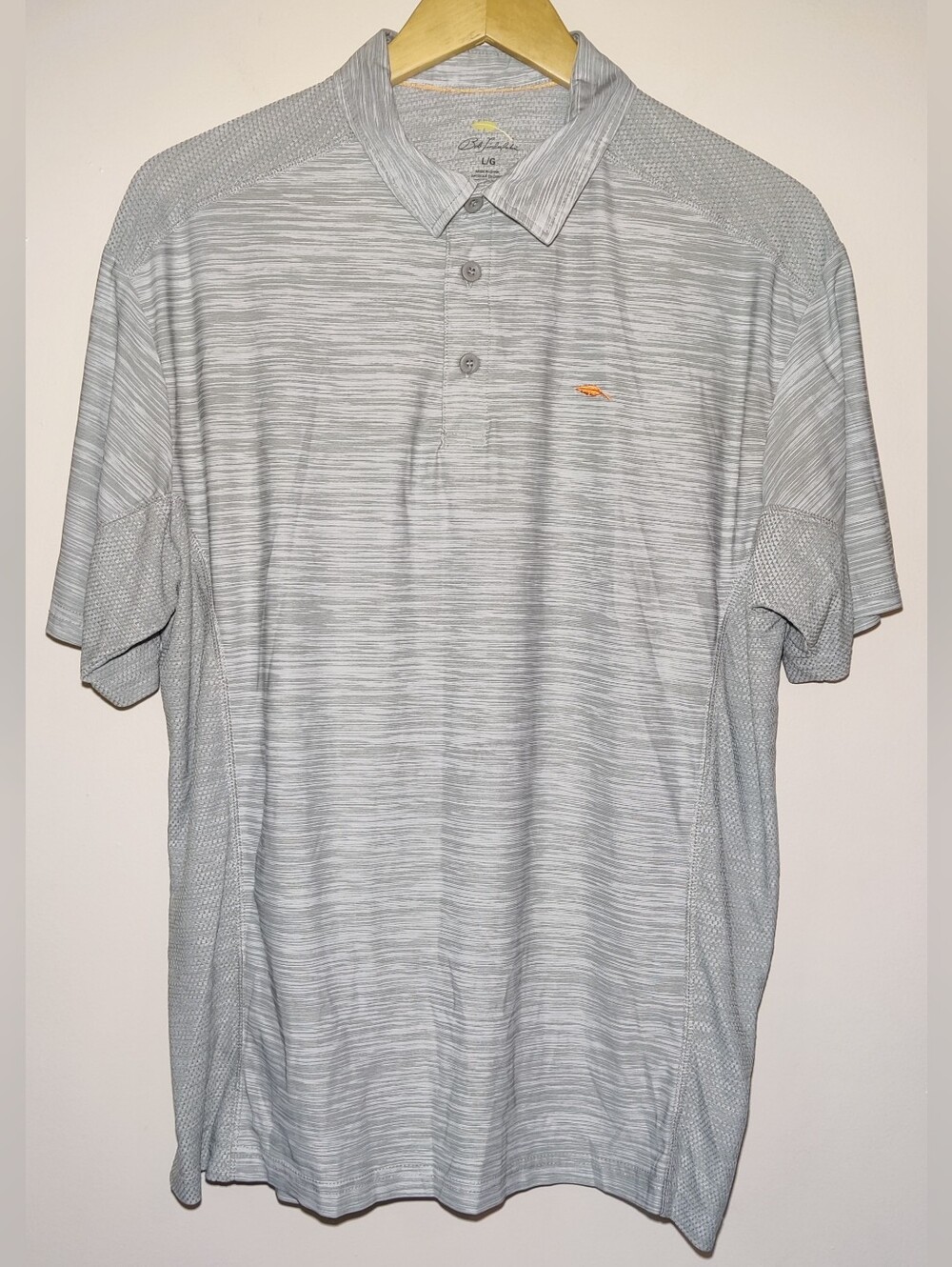 Bob Timberlake Mens Gray Heather Space Dye Golf Polo Shirt Large L Short Sleeve